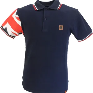 Trojan Mens Navy Flag Twin Tipped Polo Shirt
