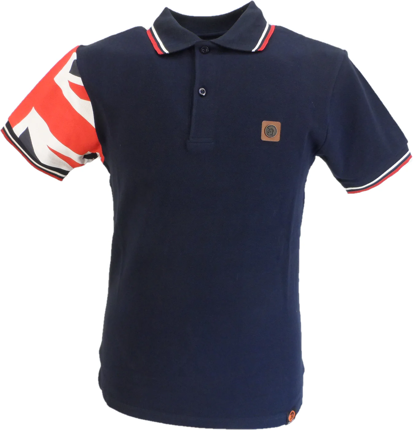 Trojan Mens Navy Flag Twin Tipped Polo Shirt