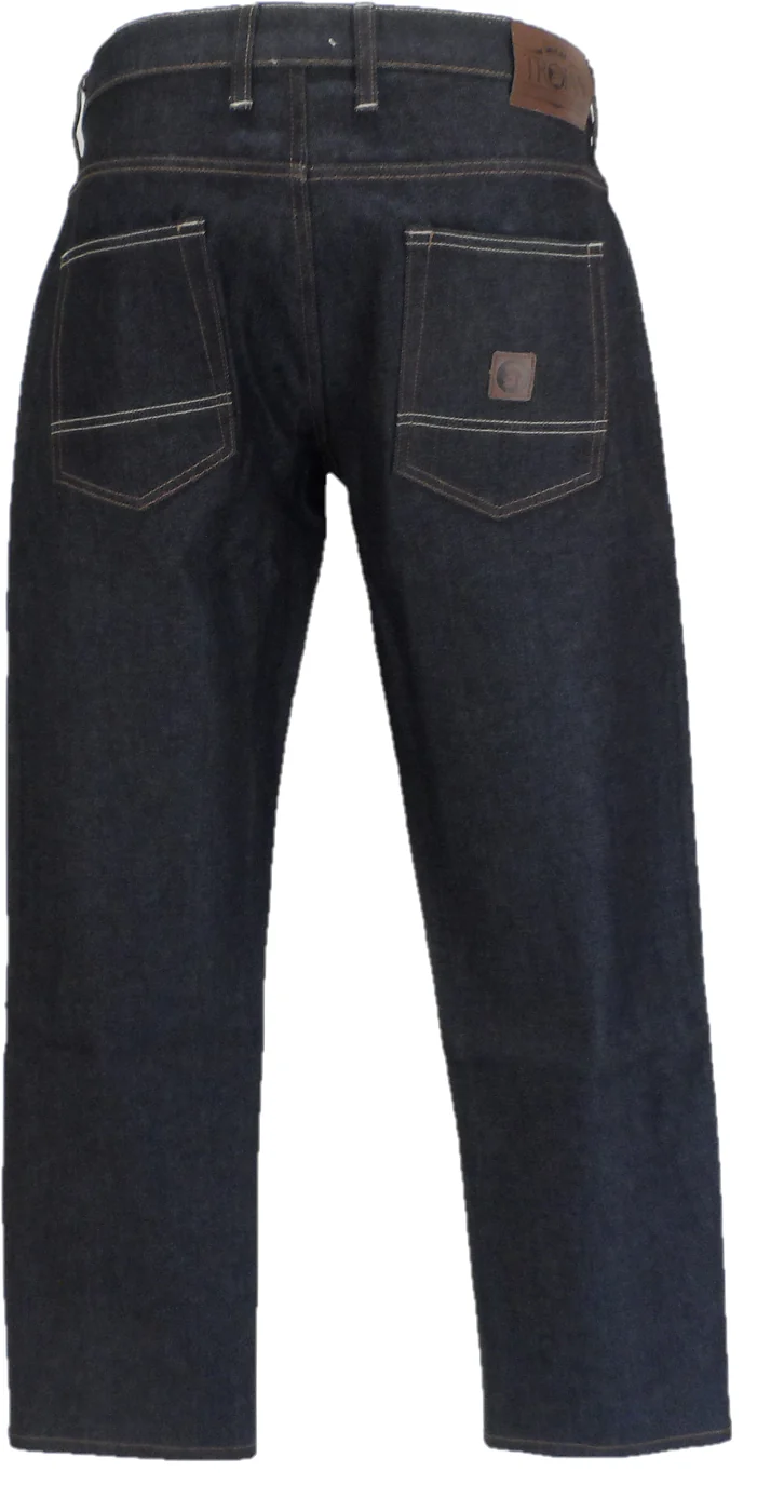 Trojan Mens Raw Denim Straight Leg Jeans - immagine 3