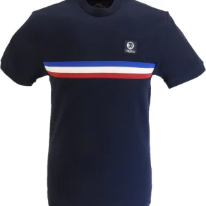Trojan Mens Navy Blue Retro Pique T Shirt