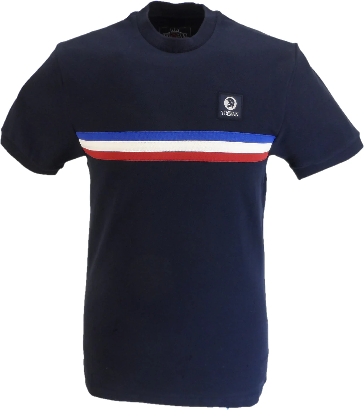 Trojan Mens Navy Blue Retro Pique T Shirt