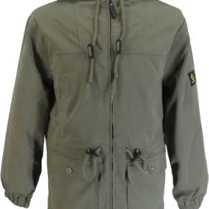 Trojan Mens Twill Badged Army Green Parka Coat