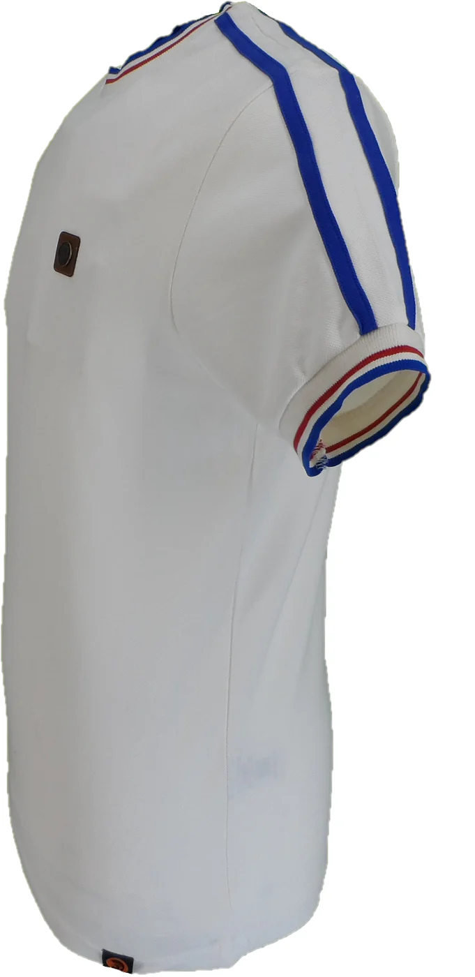 Trojan Mens Ecru Tipped Pique T Shirt - immagine 3