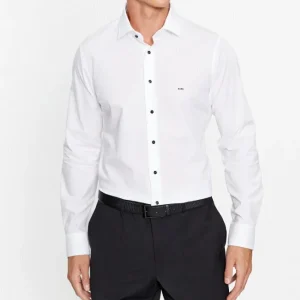 Poplin Contrast Emb Bottoni Neri Uomo