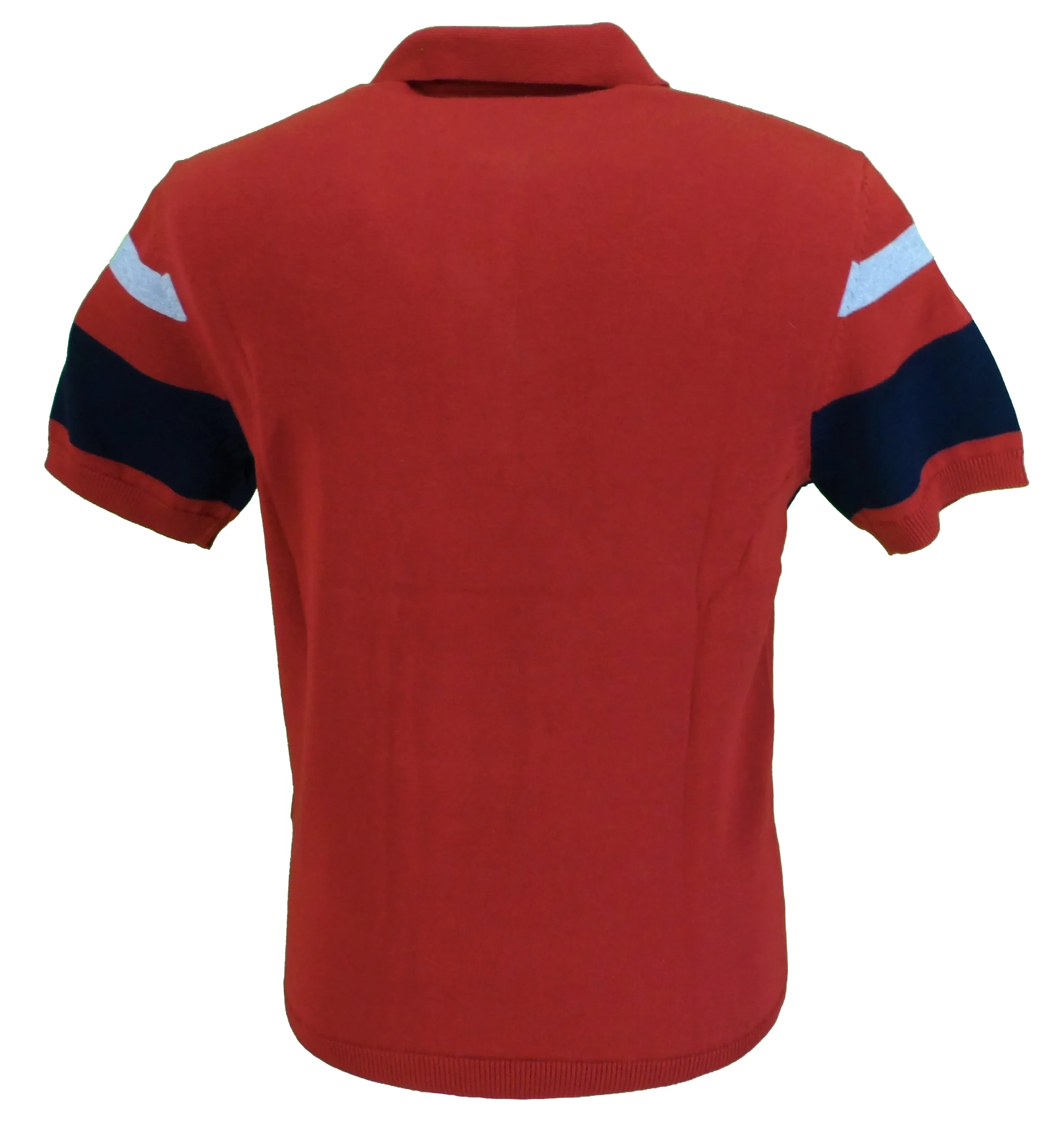 Ben Sherman Ruby Red Knitted Striped Retro Polo Shirt - immagine 3