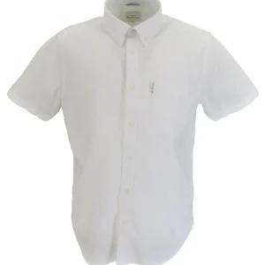 Ben Sherman Mens White Oxford Short Sleeved 100% Cotton Shirts