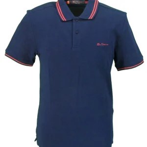 Ben Sherman Script Navy & Red 100% Cotton Polo Shirt