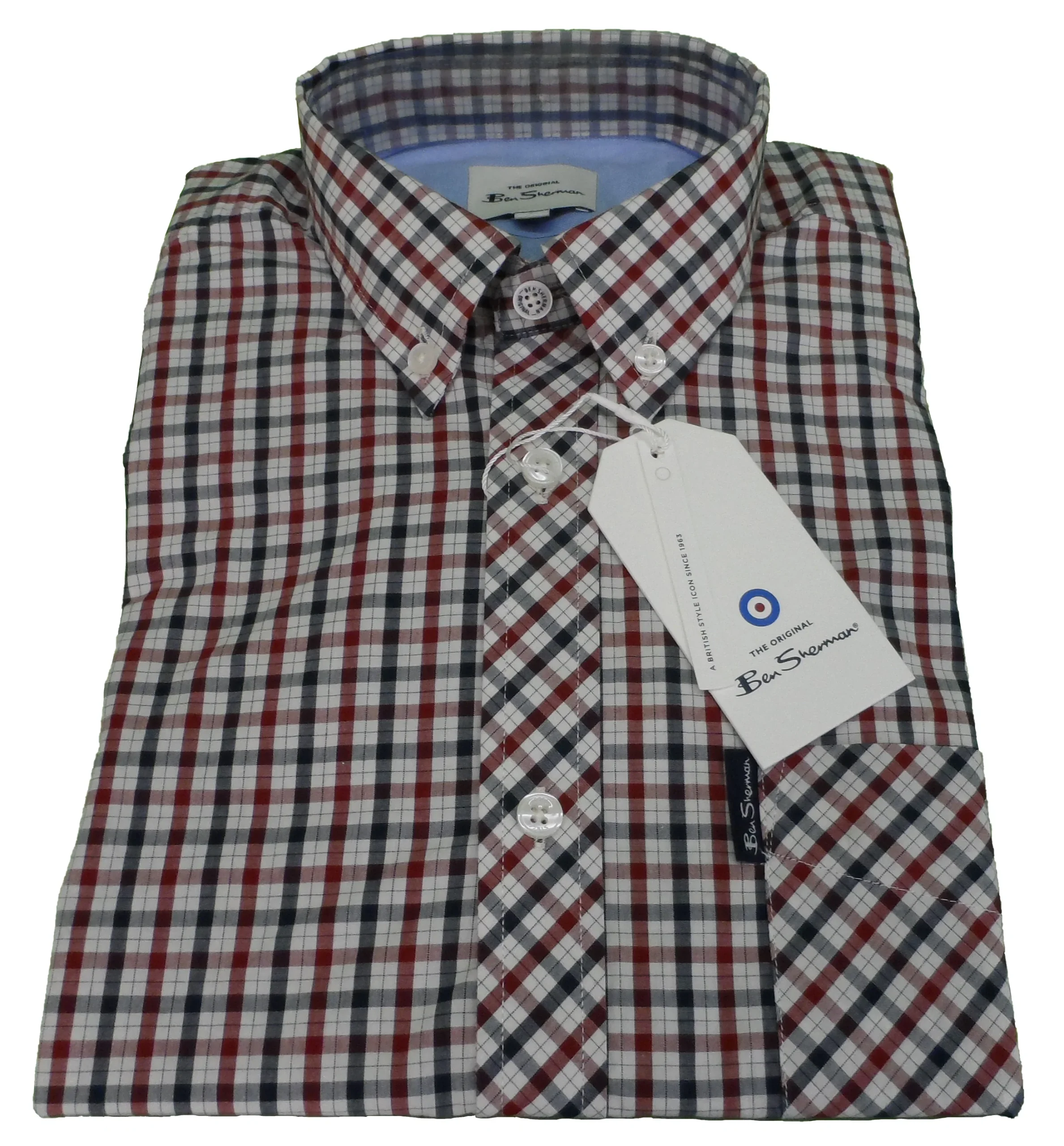 Ben Sherman Mens Red Signature House Check Short Sleeved Shirts … - immagine 4