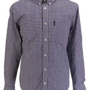 Ben Sherman Mens Classic Blue Gingham Long Sleeved Shirt
