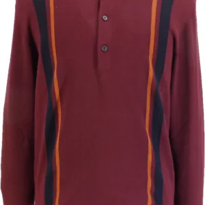 Ben Sherman Port Knitted Striped Long Sleeved Polo Shirt