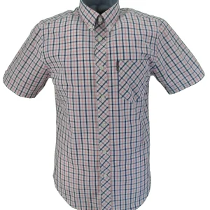 Ben Sherman Mens Sea Pink Check Short Sleeved Shirts …