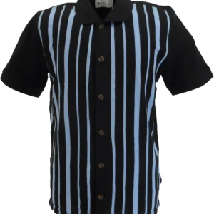 Ben Sherman Mens Black Striped Button Through Polo Cardigan
