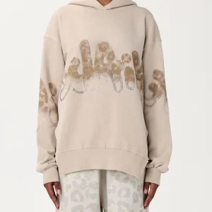 Felpa Capp. Crop Logo Con Brillantini Donna