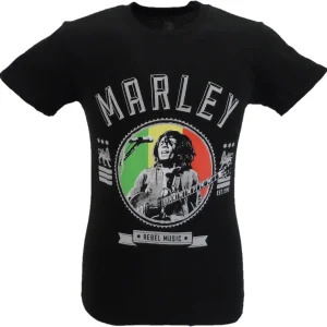 Mens Official Licensed Bob Marley Black Rebel Music Seal T Shirt