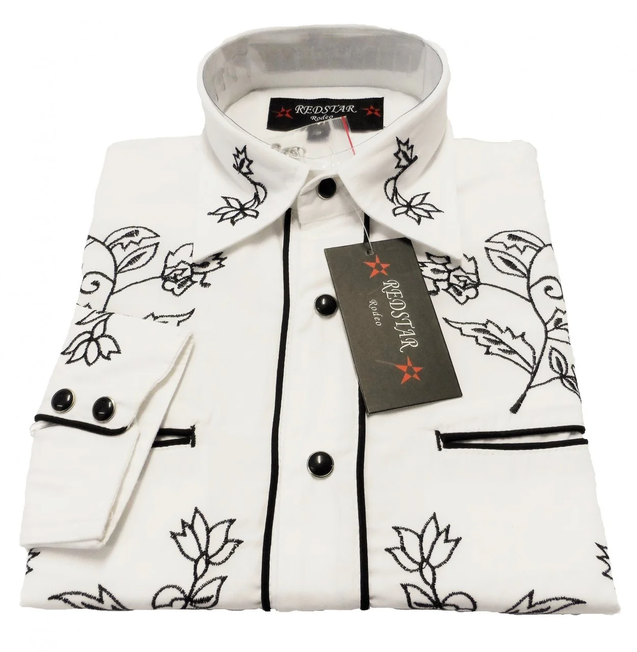 Redstar Rodeo White/Black Western Cowboy Vintage/Retro Shirts - immagine 3