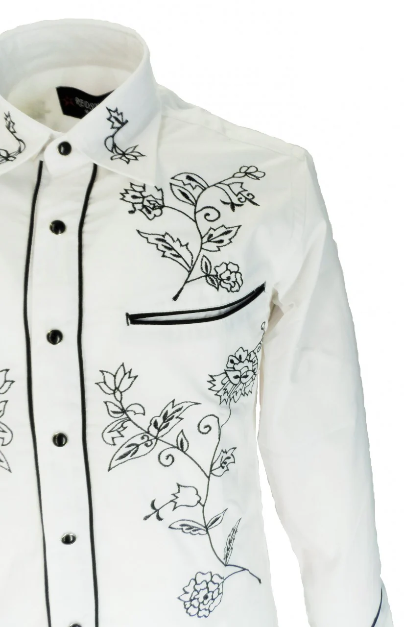 Redstar Rodeo White/Black Western Cowboy Vintage/Retro Shirts - immagine 4