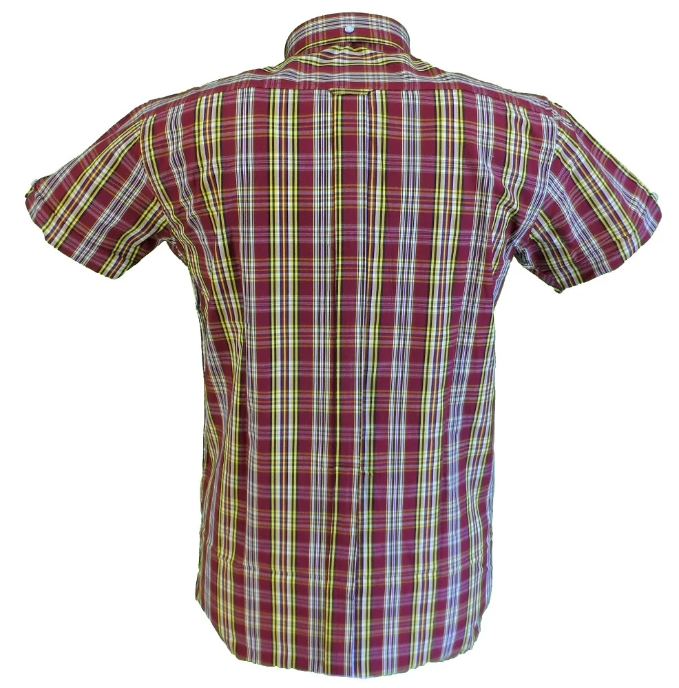 Relco Retro Burgundy & Mustard Ladies Button Down Short Sleeved Shirts - immagine 5