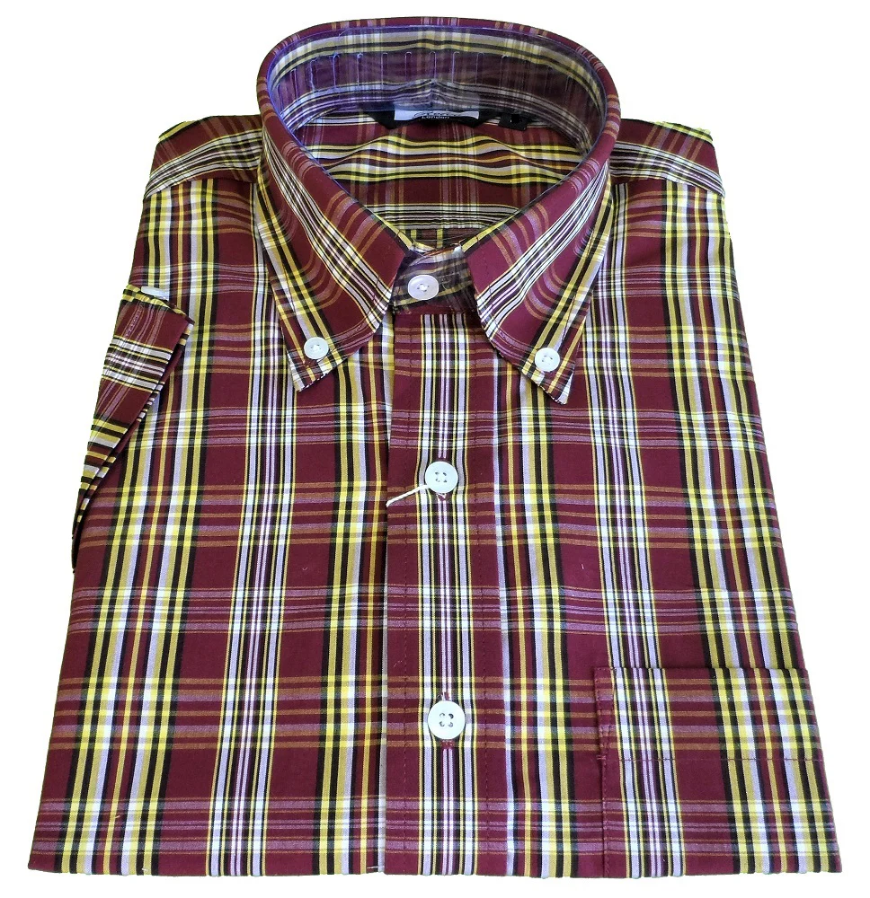 Relco Retro Burgundy & Mustard Ladies Button Down Short Sleeved Shirts - immagine 3