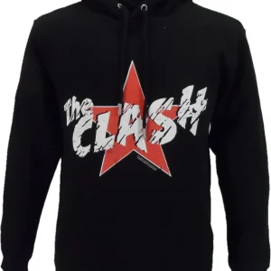 Mens Black The Clash Star Logo Hooded Hoodie Top
