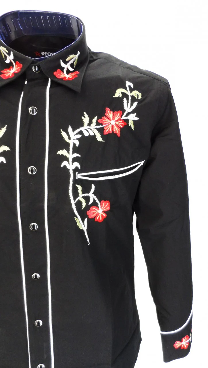 Redstar Rodeo Black Red Western Cowboy Vintage/Retro Shirts - immagine 4
