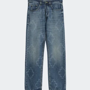 Jeans Denim Logata Su Tasca Uomo