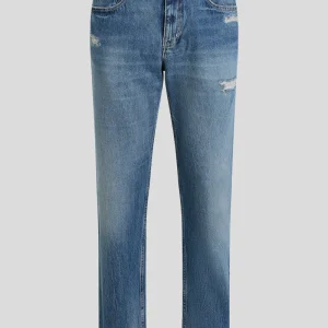 Jeans 5 Pockets Klj Tapered Con Strappi Uomo