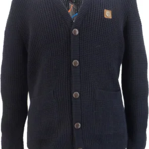 Trojan Classics Retro Waffle Knit Navy Blue Cardigan