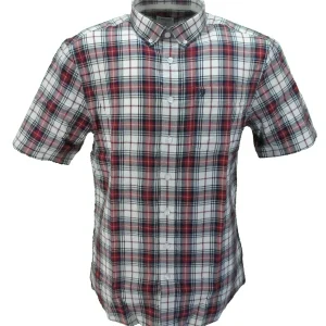 Farah Mens Red, Black & White Check Short Sleeved Shirt