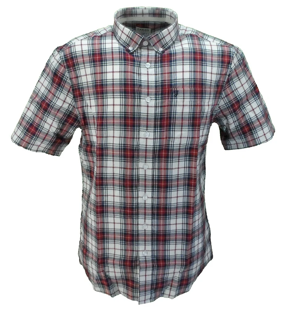 Farah Mens Red, Black & White Check Short Sleeved Shirt - immagine 2