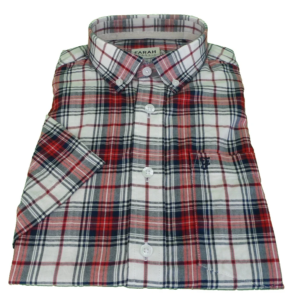 Farah Mens Red, Black & White Check Short Sleeved Shirt - immagine 3
