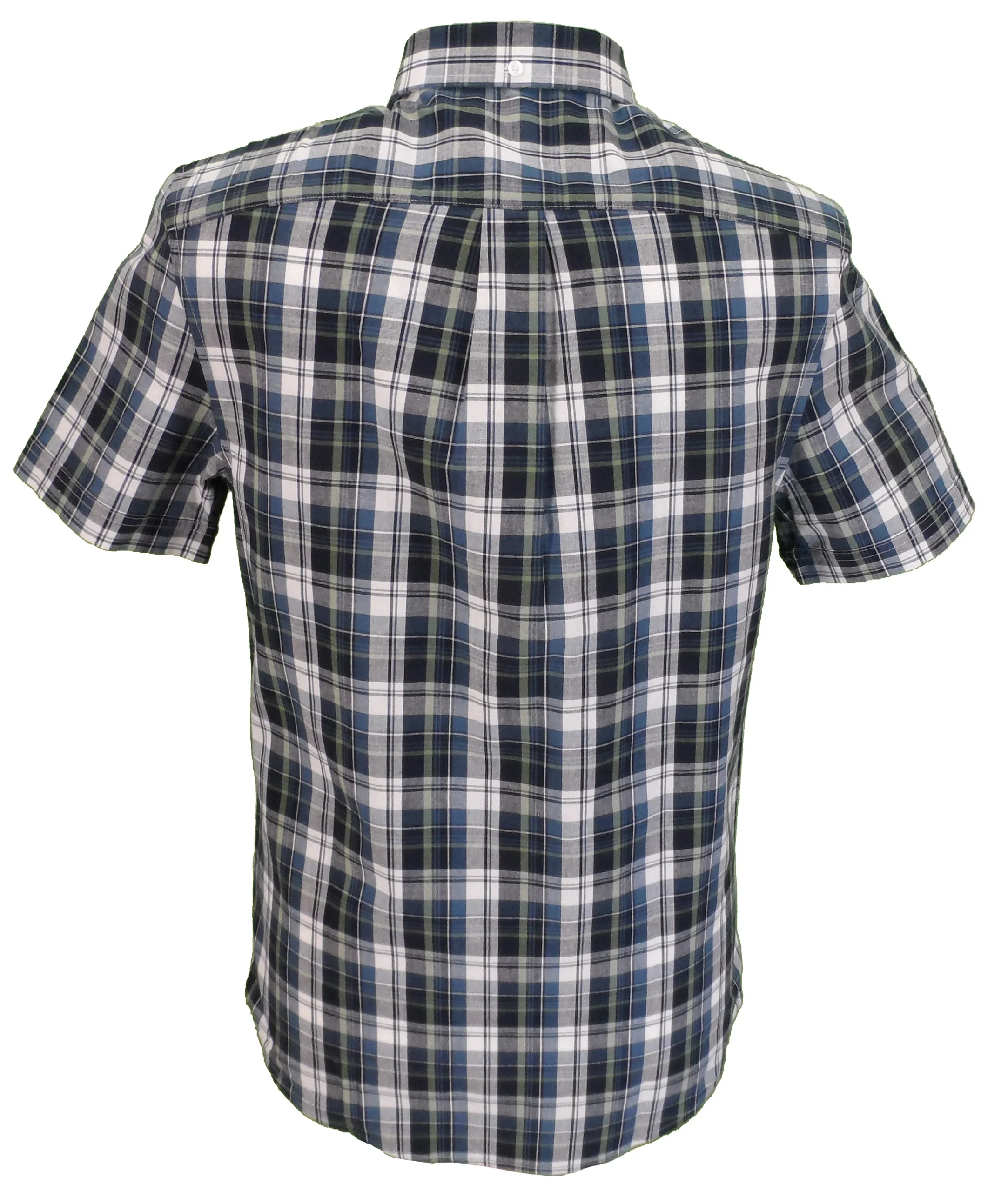 Farah Mens Teal Check 100% Cotton Short Sleeved Shirt - immagine 3