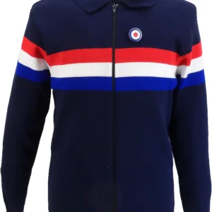 Mazeys Mens Navy 'Gallagher' Zip Through Fine Gauge Polo