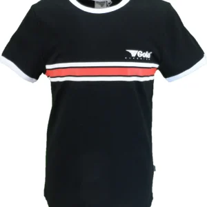Gola Mens Black/Red/White Striped Retro Ringer T Shirt