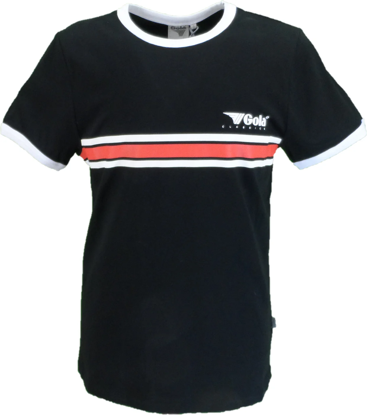 Gola Mens Black/Red/White Striped Retro Ringer T Shirt - immagine 2
