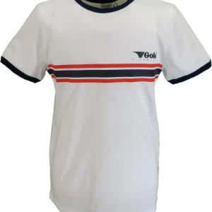 Gola Mens White/Navy/Red Striped Retro Ringer T Shirt