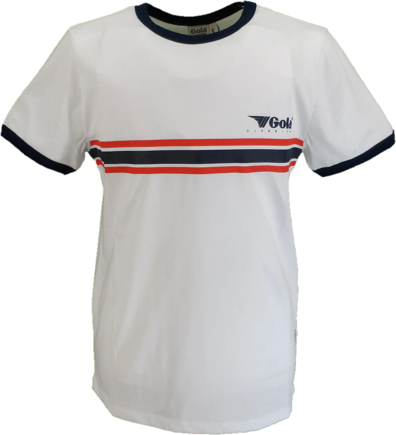 Gola Mens White/Navy/Red Striped Retro Ringer T Shirt
