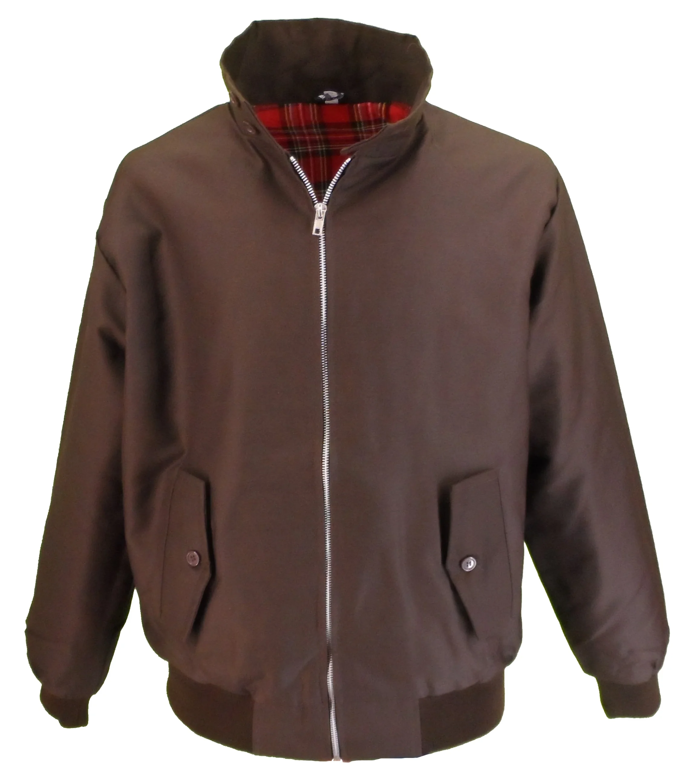 Mens Brown Retro Mod Classic Harrington Jacket - immagine 2