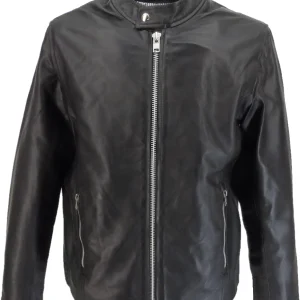 Real Hoxton Mens Black Leather Cafe Racer Jacket