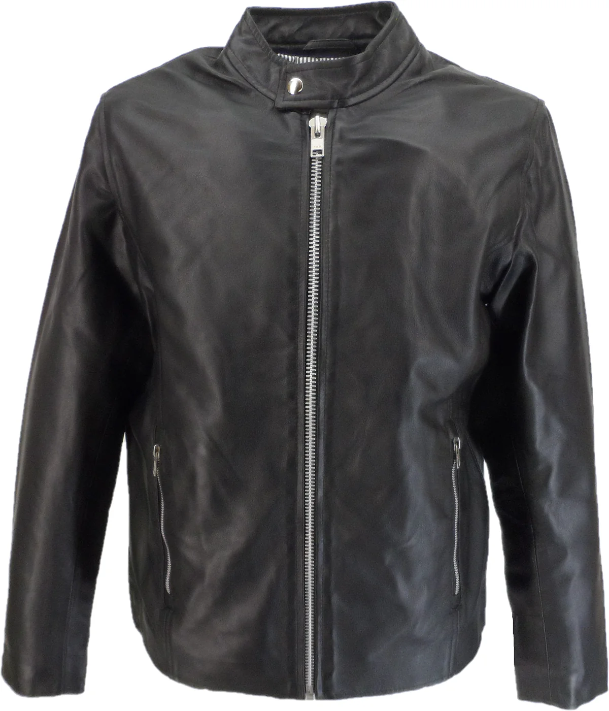Real Hoxton Mens Black Leather Cafe Racer Jacket - immagine 2