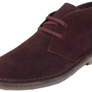 Hush Puppies Mens Bordo Red 2 Eyelet Real Suede Desert Boots