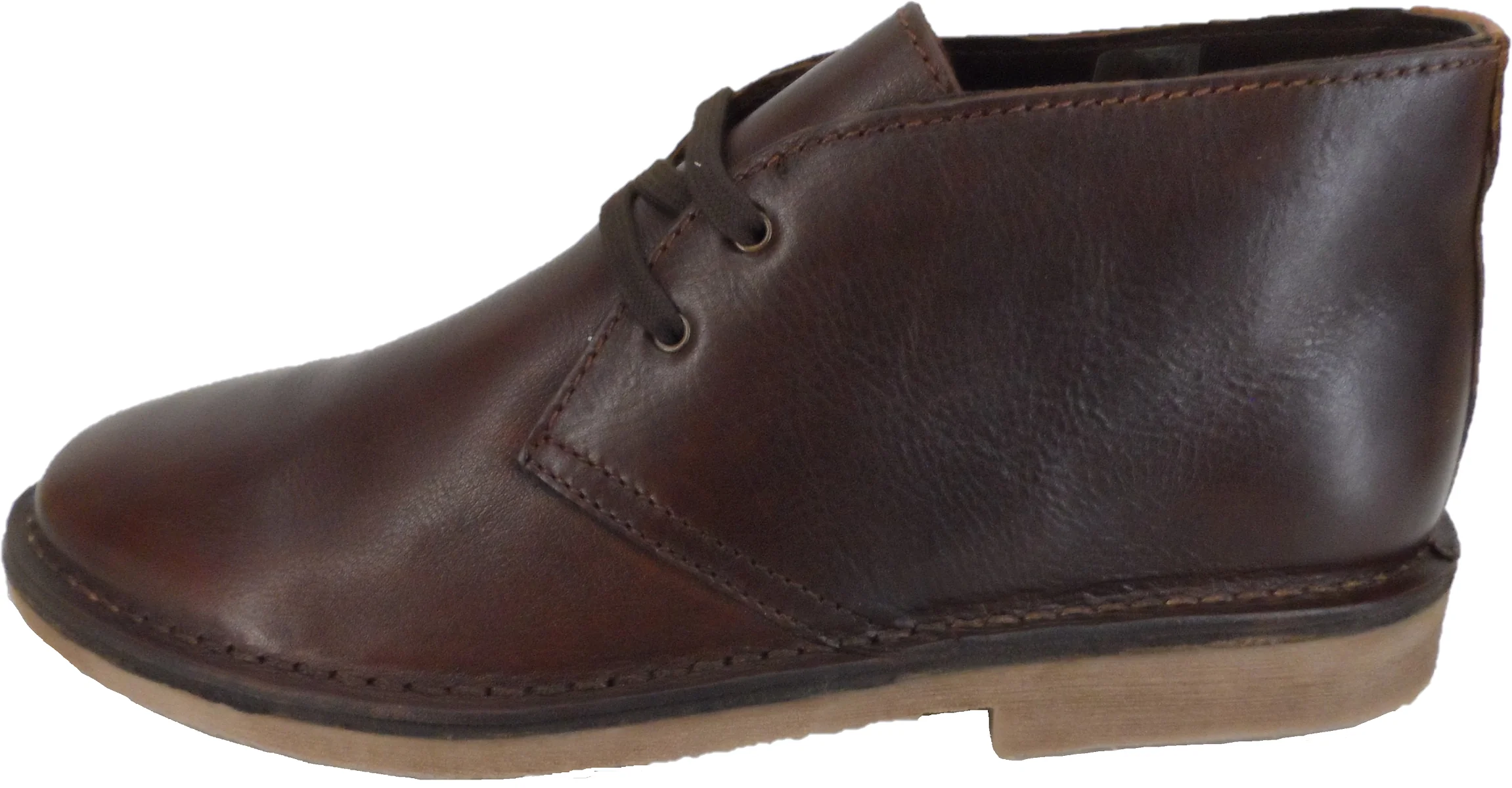 Hush Puppies Mens Brown 2 Eyelet Leather Desert Boots - immagine 3