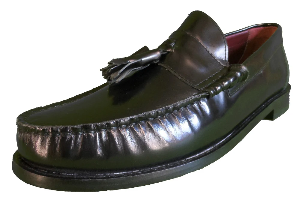 Ikon Original All Leather Retro Mod Black Tassel Loafers