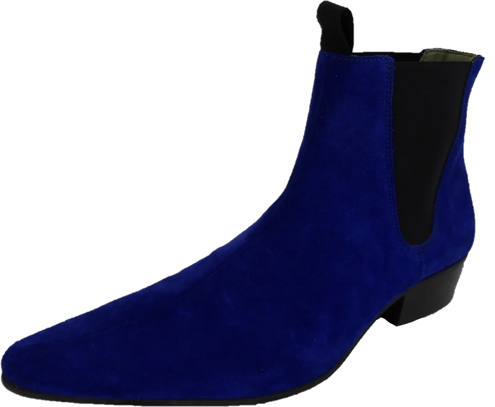 Ikon Original Blue Real Suede Winklepicker Mod Beatle Boots - immagine 2