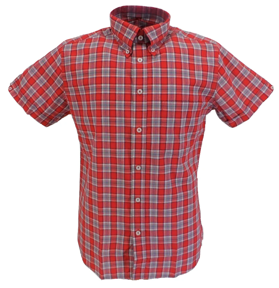 Ikon Original Red Checked Short Sleeved Button Down Shirts - immagine 2
