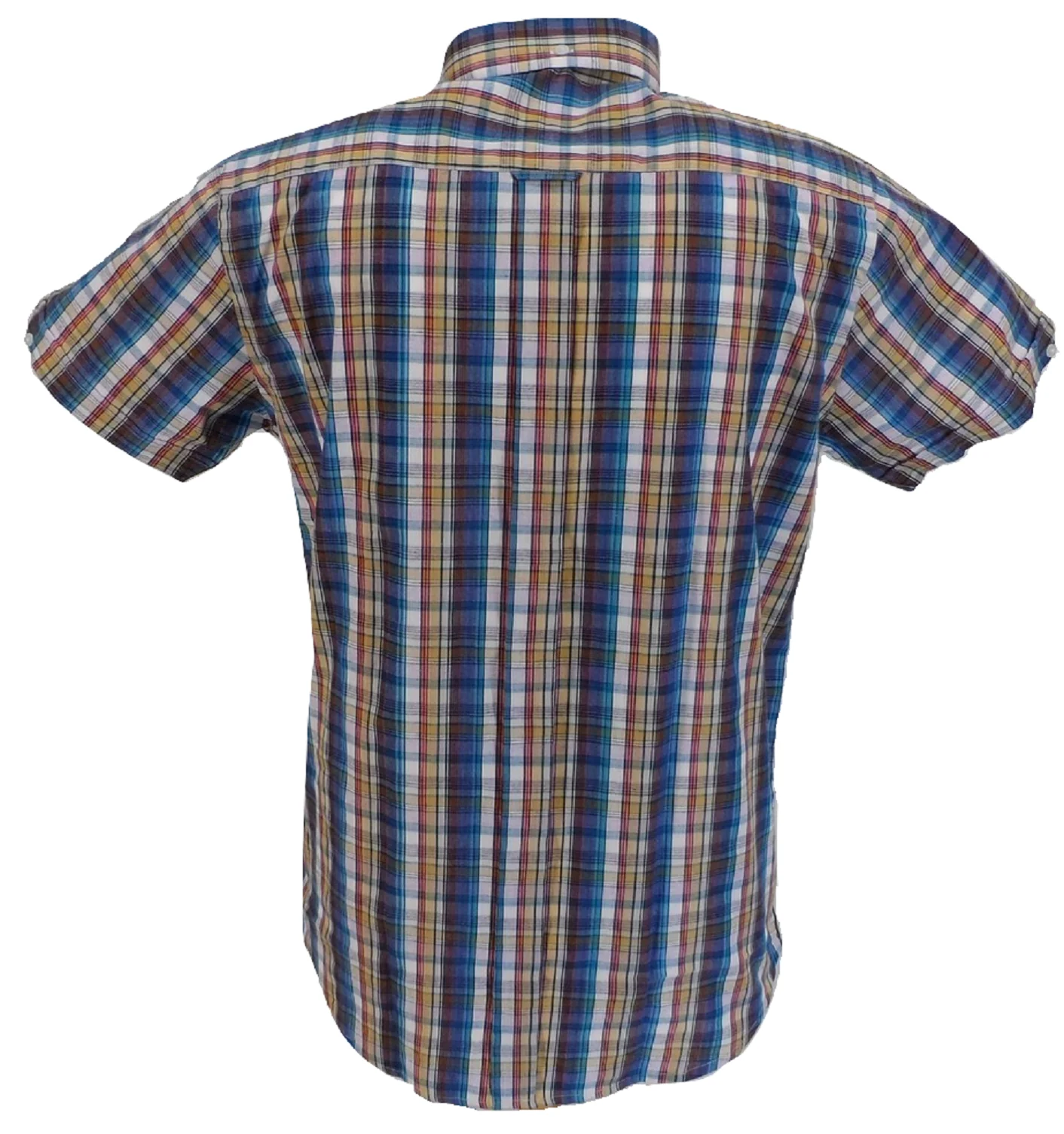 Ikon Original Blue Multi Checked Short Sleeved Button Down Shirts - immagine 3