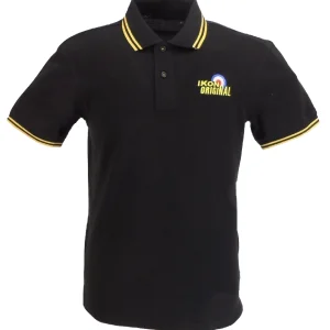 Ikon Original Black & Yellow Tipped 100% Cotton Polo Shirts