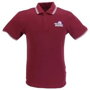 Ikon Original Burgundy/Sky Tipped 100% Cotton Polo Shirts