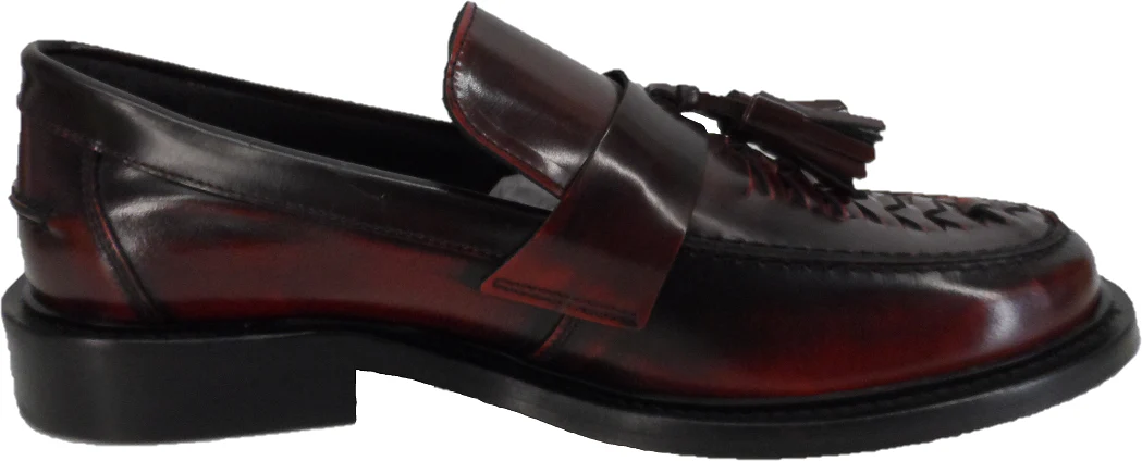 Ikon Original Mens Twister Oxblood Retro,Ska,Northern Soul Tassel Loafers - immagine 6