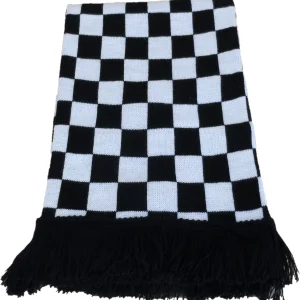 Mazeys Mens Classic Retro Mod Knitted Checkerboard Tassled Scarf