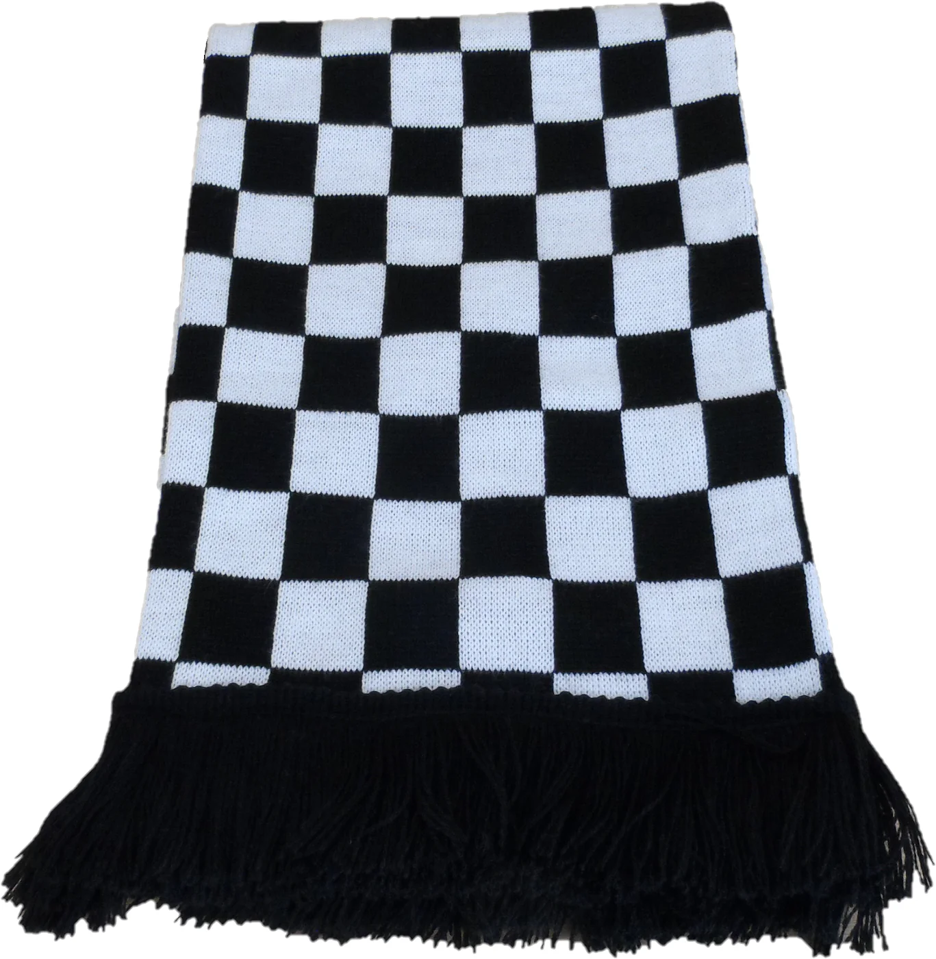 Mazeys Mens Classic Retro Mod Knitted Checkerboard Tassled Scarf - immagine 2